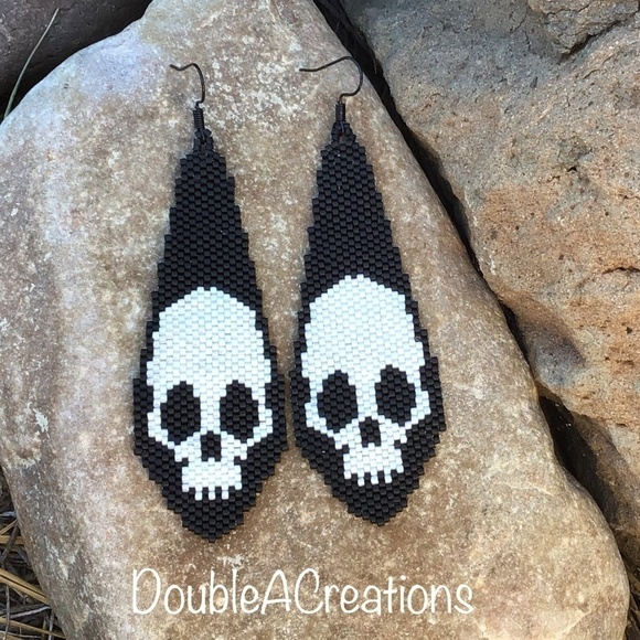 DoubleACreations Jewelry - Skull Beaded Earrings, New, Handmade by Me
